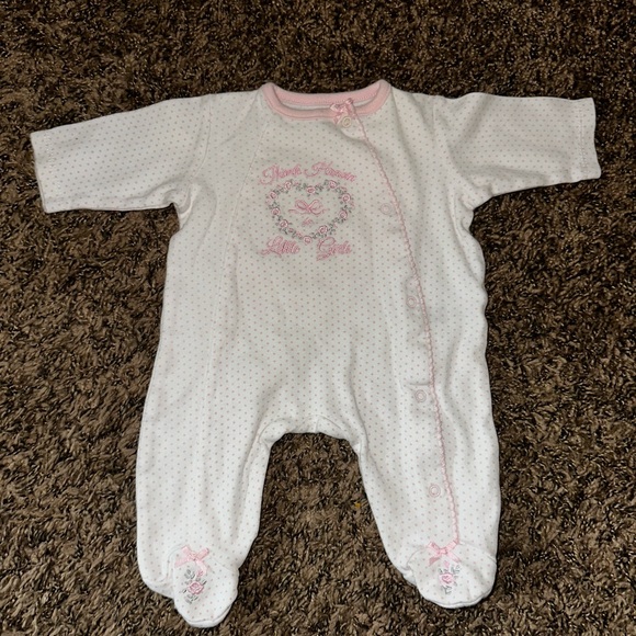 Little Me White and Pink One Piece - Picture 2 of 4